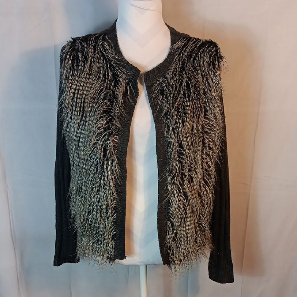 Chic Cable Knit Faux Feathery Fur Sweater